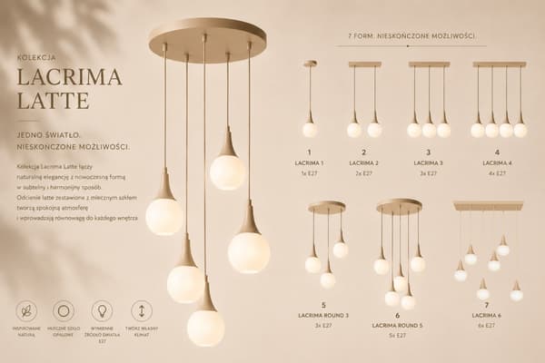 Hængelampe 6xE27 Lacrima Latte