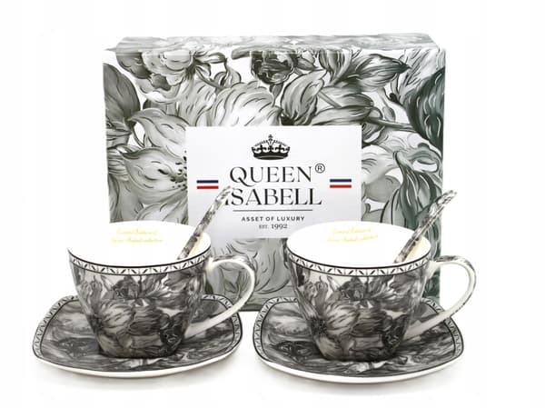 Porslinskoppar set 2 x 250 ml som present i en ask - Gray Rose