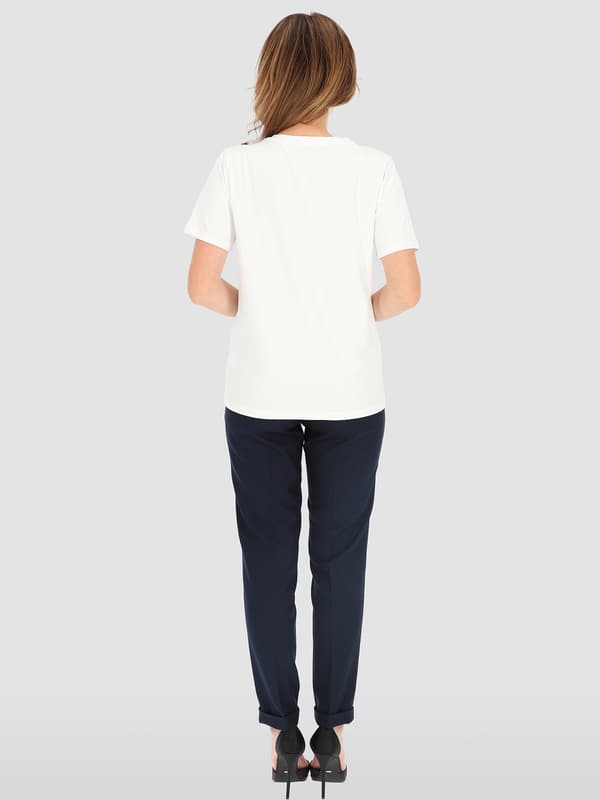 ELEGANT DAMBLUS I BOMULL MED 3D-BLOMMA