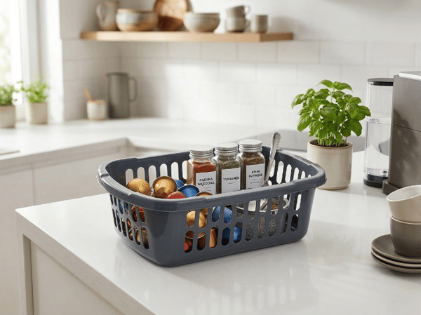 LITEN PLASTKORG 22X15CM MÖRKGRÅ -JAG