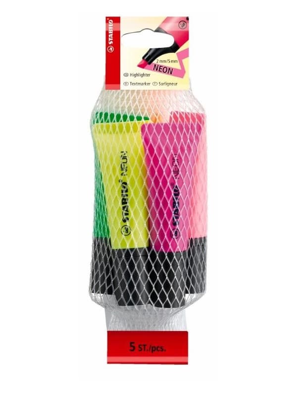 STABILO Neon overstregningstusch 5 farver