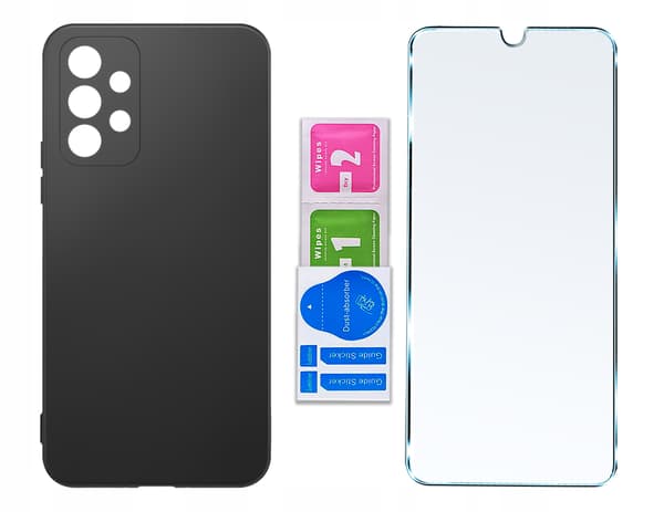 MAT BLØDT SORT ETUI til Samsung Galaxy A23 5G + 9H GLAS