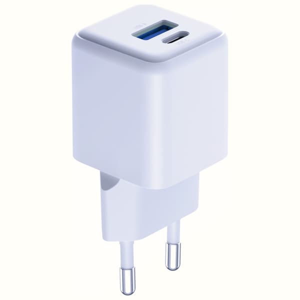 3MK Hyper GaN-laddare 20W 1xUSB-A 1xUSB-C PD QC4+, vit