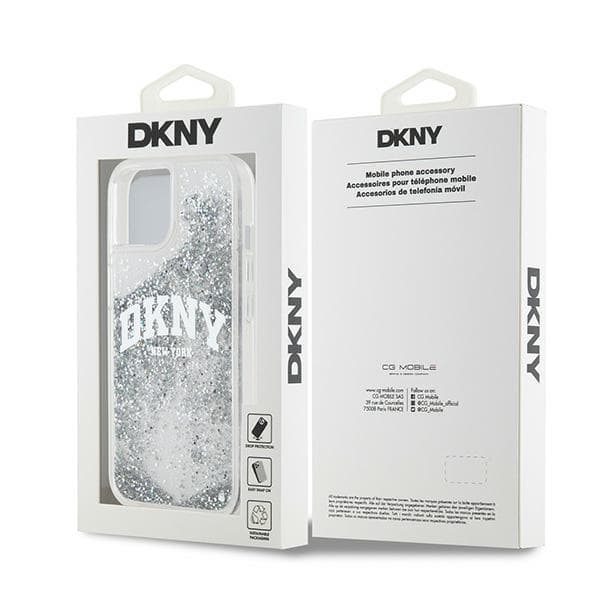 DKNY Liquid Glitter Big Logo iPhone 15-skal, Vitt