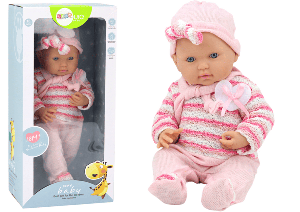 Baby Doll Randig Tröja Mössa Halsduk Rosa