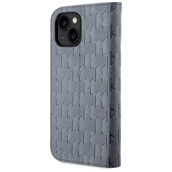 Karl Lagerfeld Saffiano Monogram Flip-etui til iPhone 14, Sølv