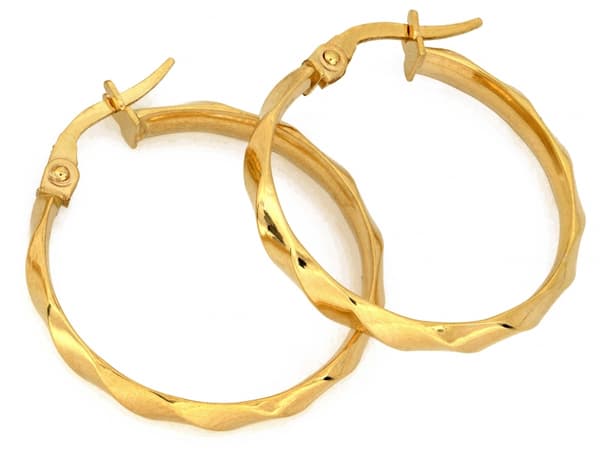 Dameøreringe i 585 guld, dekorerede ringe, elegante, som gave