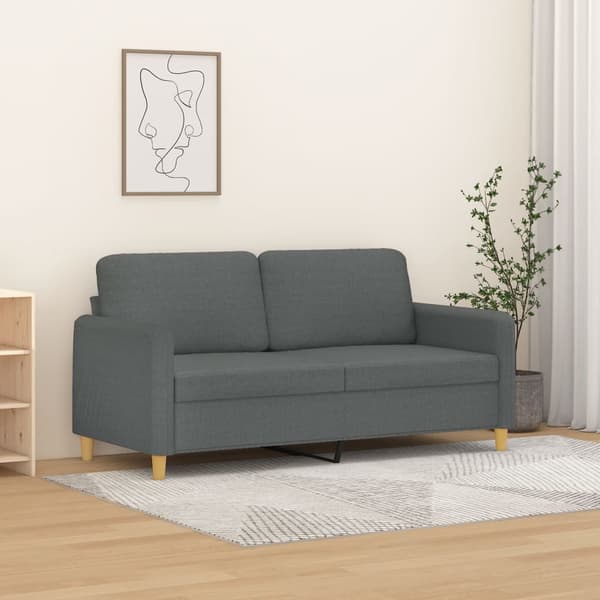vidaXL 2-sitssoffa, mörkgrå, 140 cm, klädd i tyg