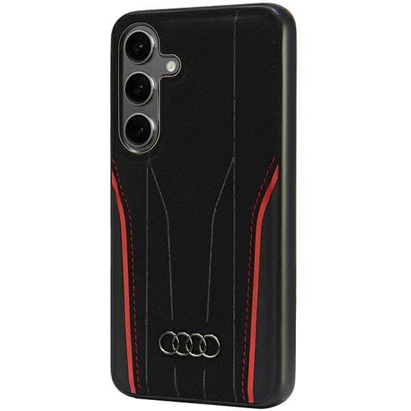 Audi MagSafe-etui i ægte læder til Galaxy S24, sort-rød