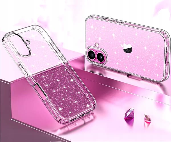 ETUI til IPHONE 17 SILIKONE GLITTER SHINE glitter 2mm ETUI + 9H GLAS