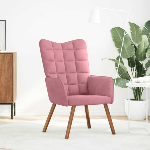 vidaXL Fåtölj, rosa, klädd i sammet