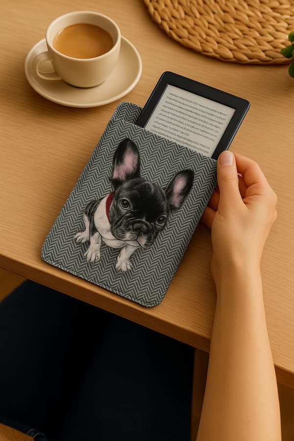 Arco Design 6-7" e-boksfodral - EcoFilc, Chester-tryck, grå, passar Kindle / PocketBook