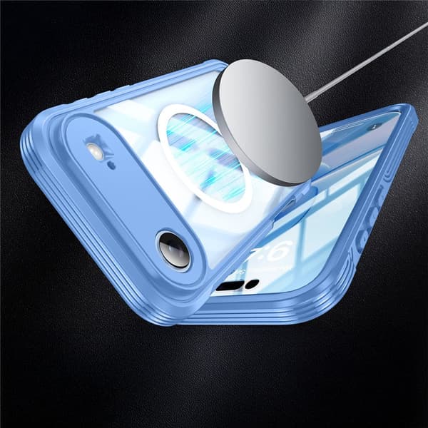 iPhone Air-cover, stødsikkert, med glas, til MagSafe, blå
