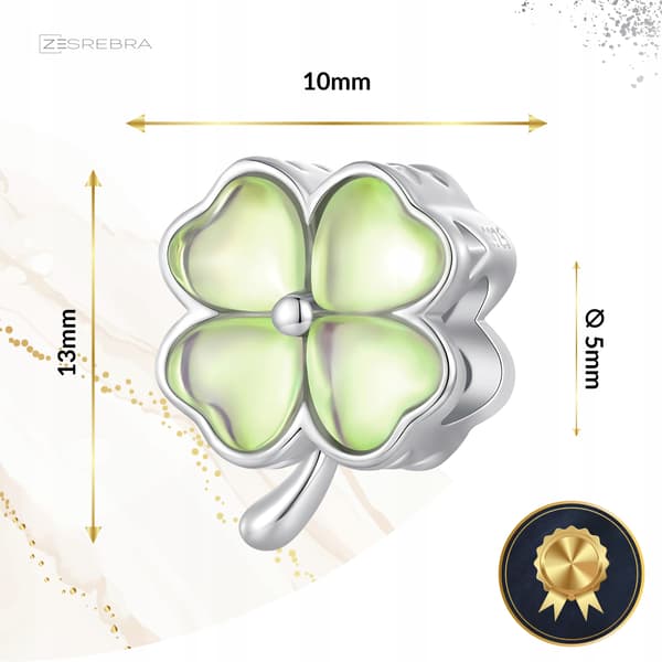 Berlocker klöver opal silver S925 pärlor grön klöverpärla