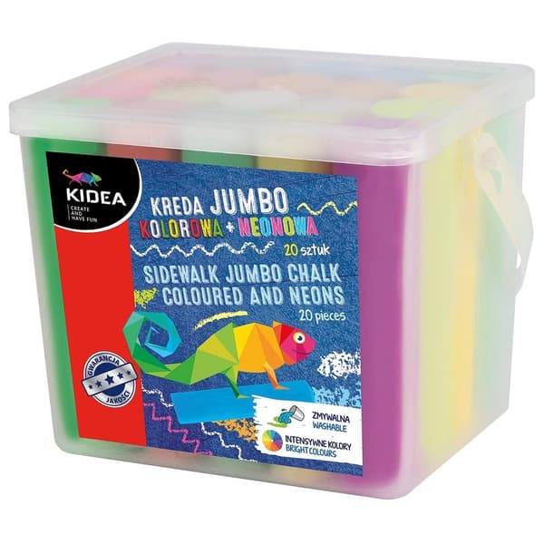 Färgad + neonkrita Jumbo 20 st KIDEA