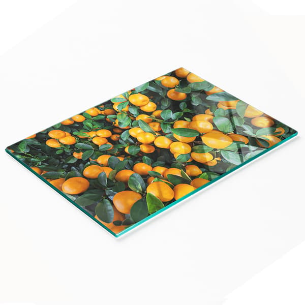 Multifunktionell dekorativ glastavla med mandarintryck 80x52 cm