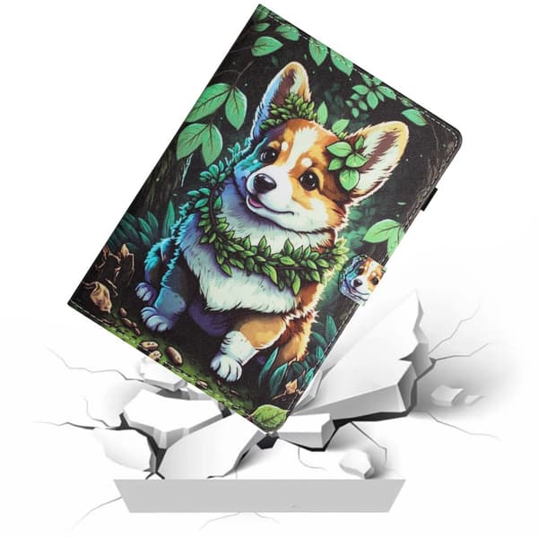 Etui til Lenovo Tab M10 Plus TB-X606F, med klap, corgi hund