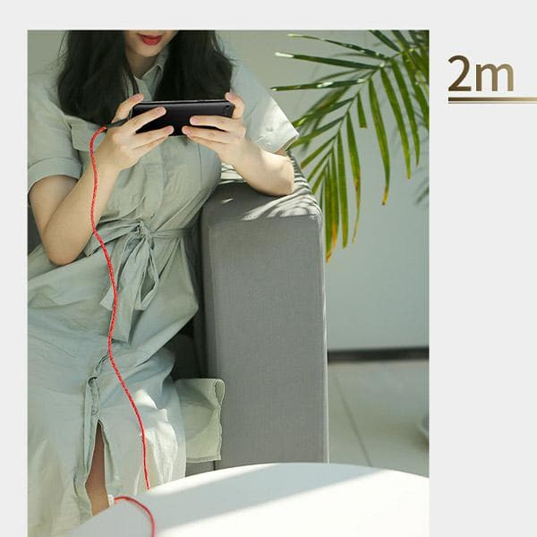 USAMS Flätad U41 USB-A till MicroUSB-kabel 2m 2A Röd