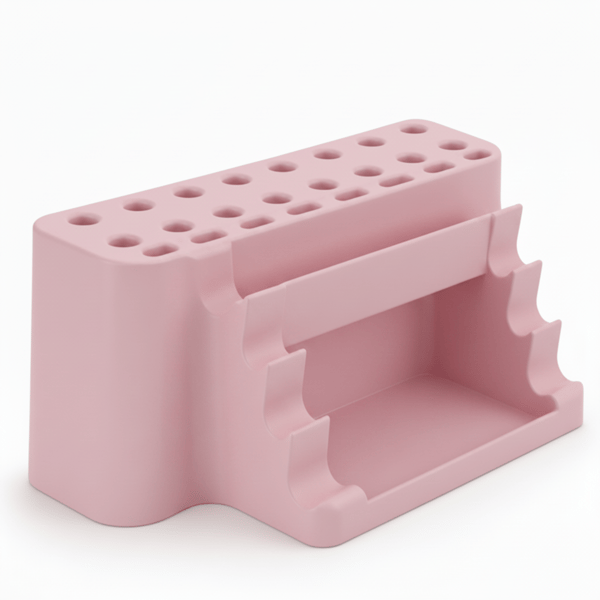 Penselhållare, rosa stativ med bricka, 26 platser