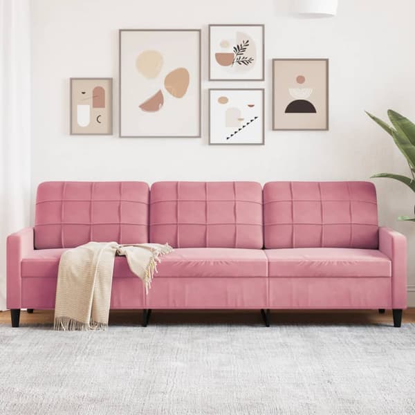vidaXL 3-sitssoffa rosa 210 cm klädd i sammet