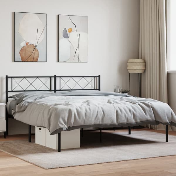 vidaXL metalsengestel med hovedgærde sort 140x200 cm