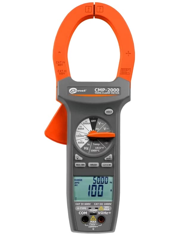 Sonel CMP-2000 -pihtimittari, jopa 2000 A + mittausjohtosarja