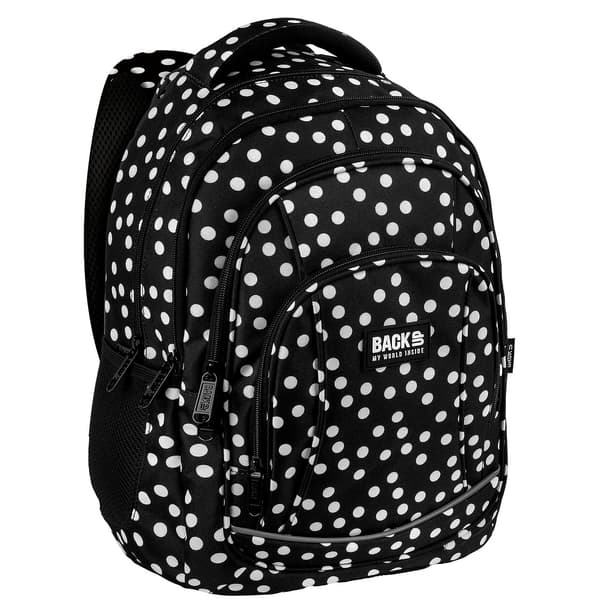 Backup Retro Polka Dots musta teinityttöjen koulureppu