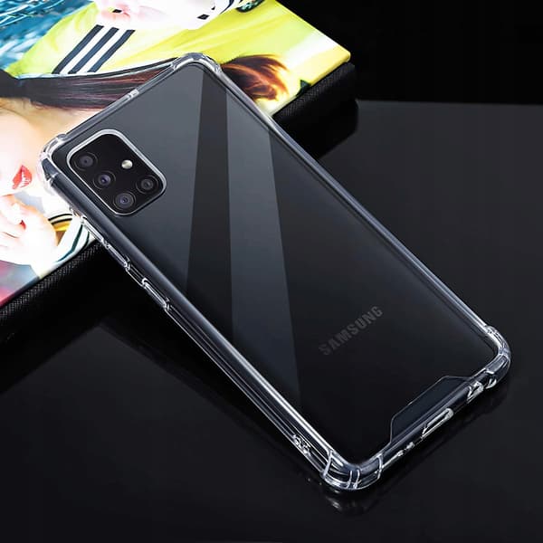ETUI til Samsung Galaxy A71 STØDMIDDELBART ARMOR TRANSPARENT ETUI + 9H GLAS