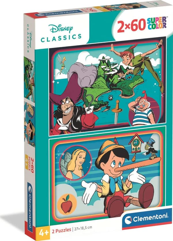 2 x 60 bitars pussel. Superfärgglatt. Disney Classic