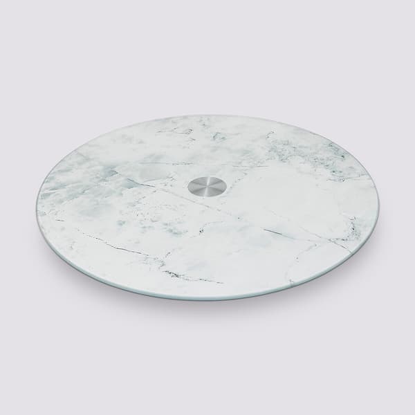 Glasskivspelare vit marmor 32 cm