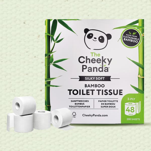Den fräcka pandan 48 rullar 100 % hypoallergent toalettpapper i bambu