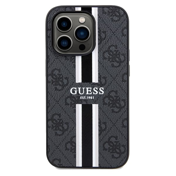 Guess 4G Printed Stripes MagSafe-etui til iPhone 15 Pro Max, sort