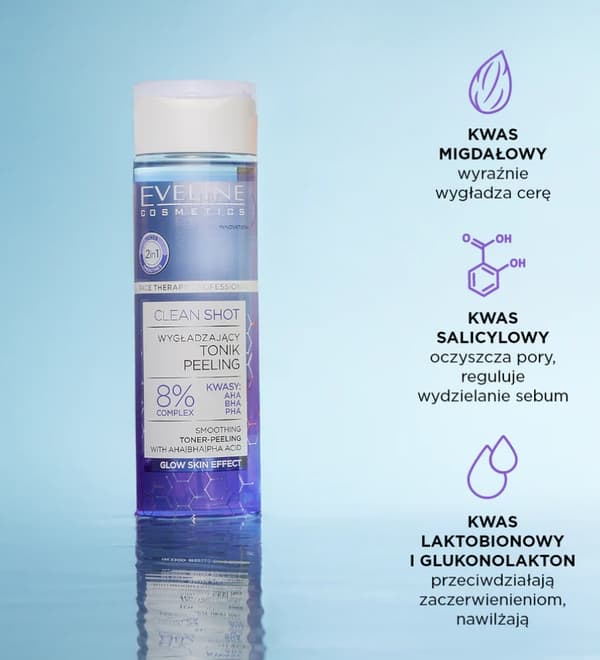 Eveline Clean Shot Smoothing Tonic-Peeling 8% syror