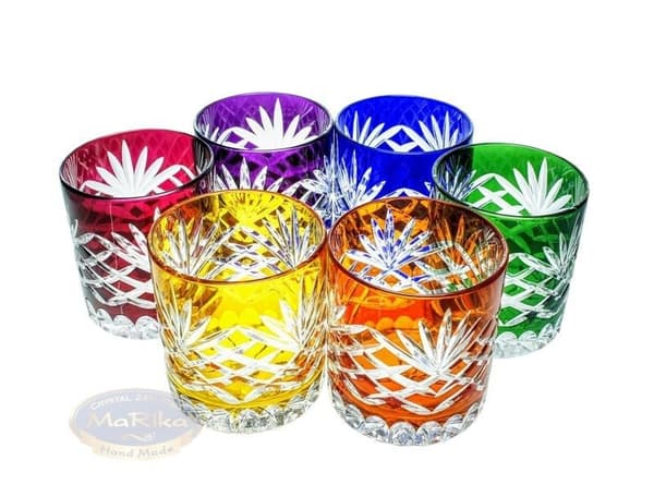 MaRika värikkäät kristalliviskilasit 280ml ananas