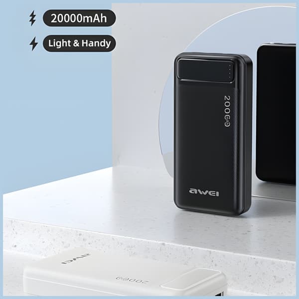 Powerbank AWEI P6K 20000mAh 2xUSB/PD/Micro-USB svart