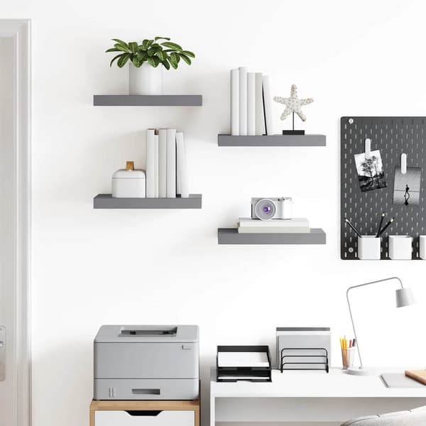 vidaXL Seinähyllyt, 4 kpl, harmaa, 40x23x3,8 cm, MDF