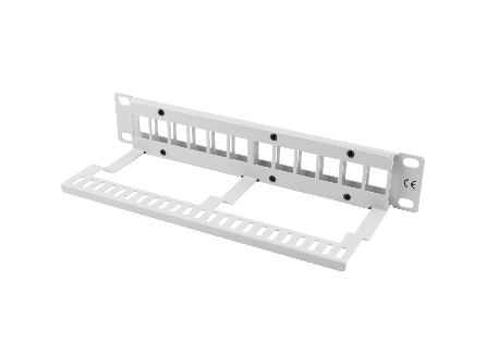 Tom patchpanel, 12 portar, 1U, 10" Keystone-kontaktorganisatör, grå