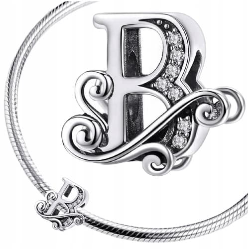 Berlocker bokstaven B silver 925 bokstav silverpärla hänge berlocker pr 925