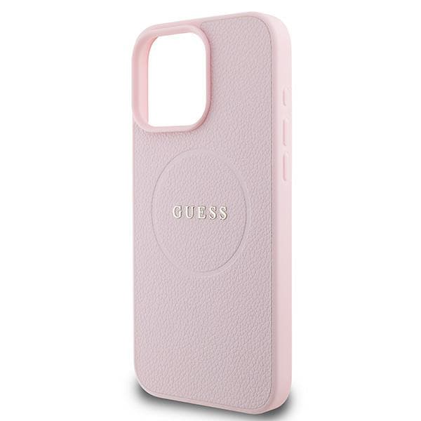 Guess Grained Ring MagSafe-etui til iPhone 16 Pro, lyserød