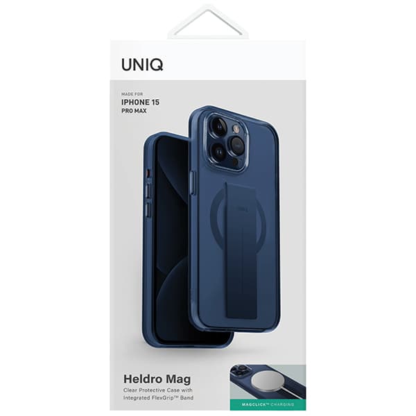 UNIQ Heldro Mag-etui til MagSafe til iPhone 15 Pro Max, blå
