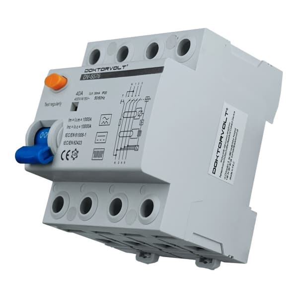 Väggbox typ B differentiell automatsäkring E-Auto 40A 30mA 4P IP20 RCD 5576