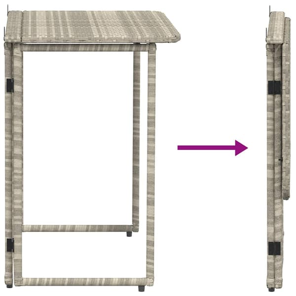 vidaXL foldbart havebord lysegrå 90x51x75 cm polyrattan