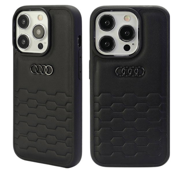 Audi GT kunstlædercover til iPhone 15 Pro Max, sort