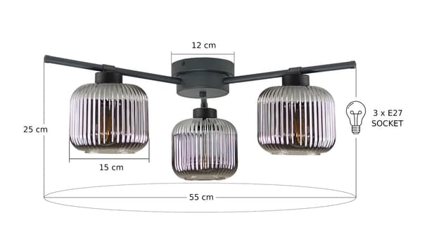 Loftlampe 3xE27 FOTON DARK