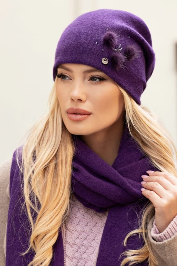 ONYKS elegant damehue i uld, lilla farve