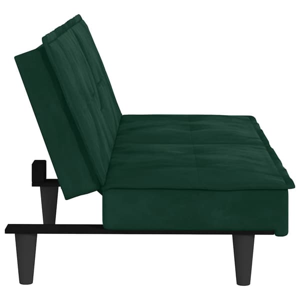 vidaXL Bäddsoffa med mugghållare mörkgrön sammet