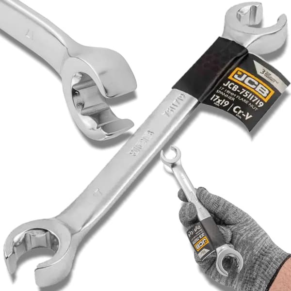 JCB SPLIT RINGNØGLE 17x19 mm 2-SIDET Cr-V 6-VINKEL