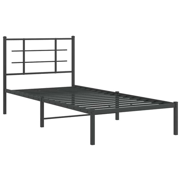 vidaXL metalsengestel med hovedgærde sort 90x200 cm