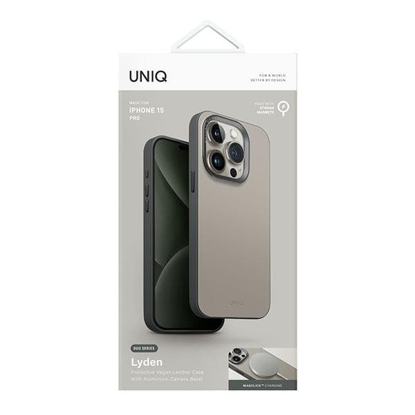 UNIQ Lyden DS-cover til iPhone 15 Pro, beigegrøn