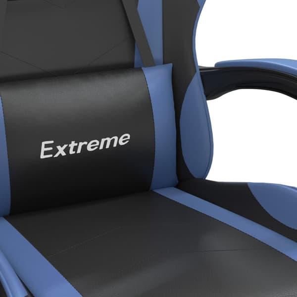 vidaXL drejelig gamingstol sort og blå kunstlæder